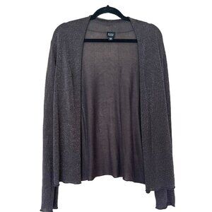 Eileen Fisher Brown Gold Sparkle Open Linen Blend Cardigan Sweater sz XL Sheer